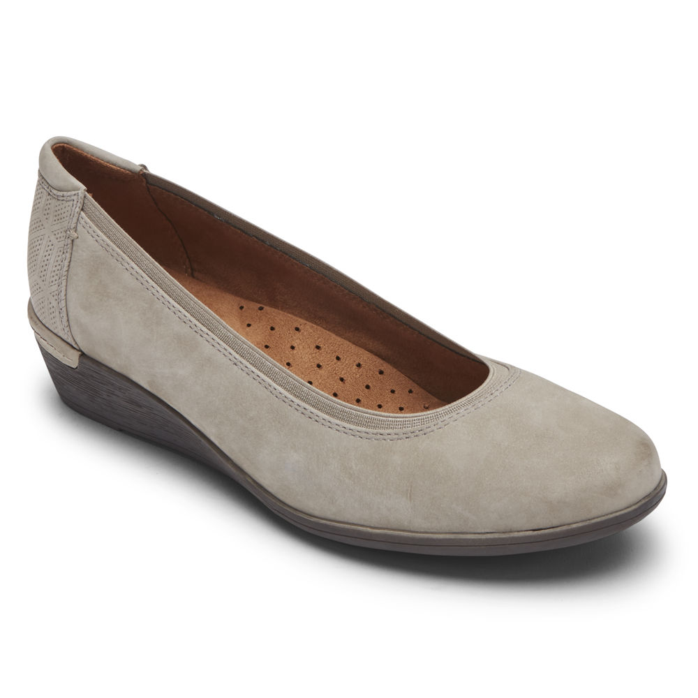 Rockport Singapore Womens Pumps - Cobb Hill Devyn Wedge Grey - PJ6905813